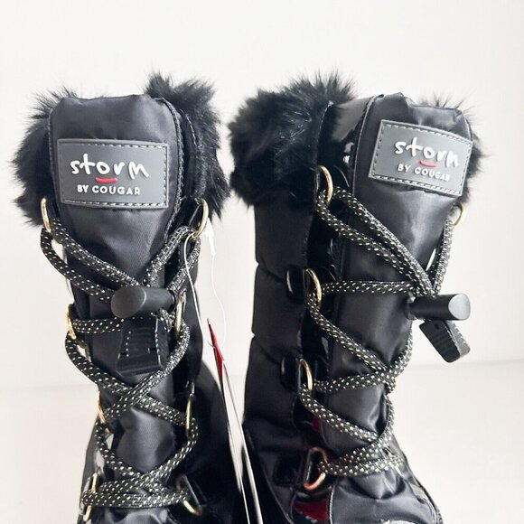 Storm by Cougar Black Rubber Nylon Faux Fur Snow Boots 11 - Picture 4 of 7